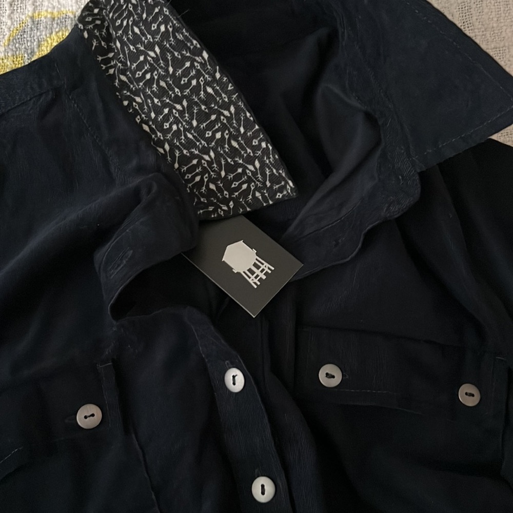 NWT Brooklyn Industries Navy Cedar Shirtdress Outer-space 100% Cotton Size Large - Picture 8 of 15